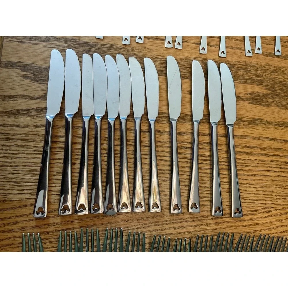 Disney Parks Mickey  Mouse Stainless Steel Flatware Set Forks Knives Spoons 48pc